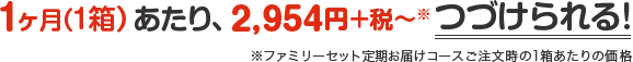 １ヶ月(１箱)あたり、2,954円+税～つづけられる！