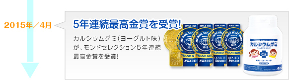 2015年4月　モンドセレクション5年連続最高金賞を受賞！