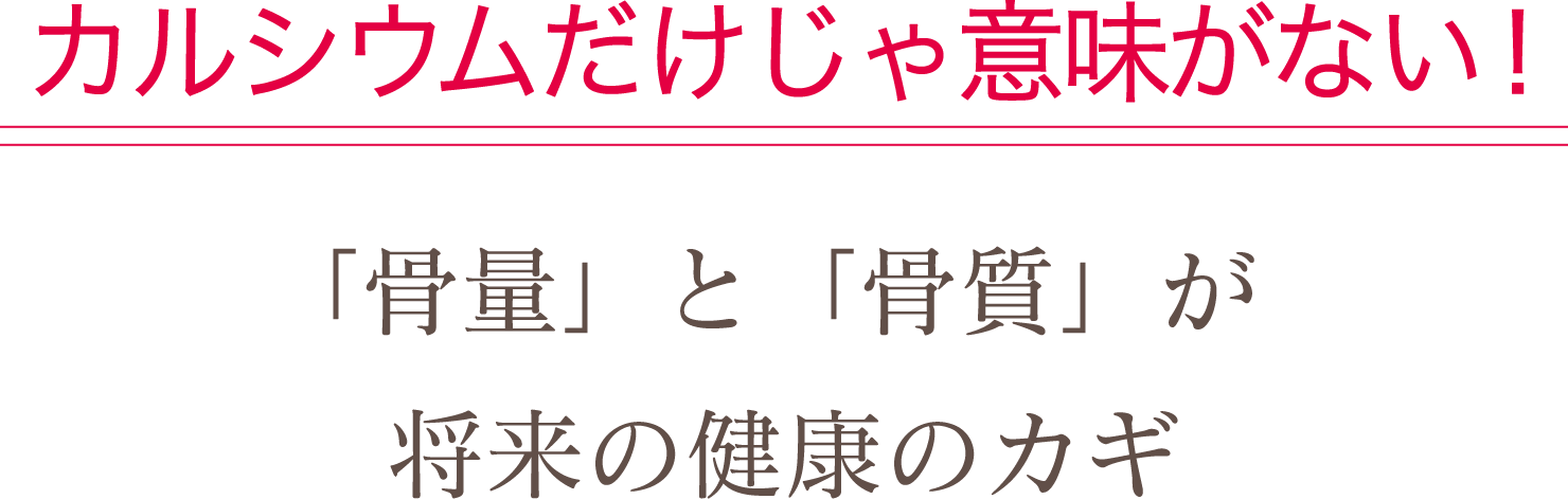 カルシウムだけじゃ意味がない！「骨量」と「骨質」が将来の健康のカギ